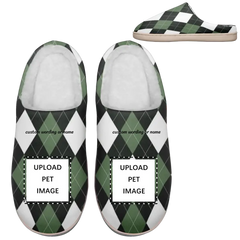 Personalized Plaid Indoor Slippers, Custom Love Pets Slippers with image and Name,kitty2020-23020185